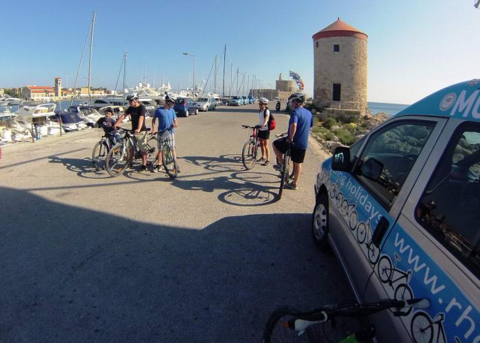 Rhodes city on a bike